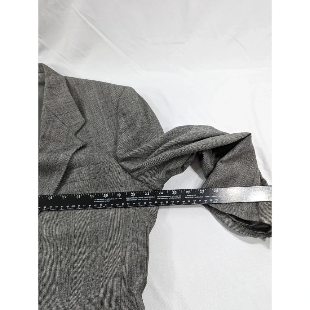 Hart Schaffner‎ Marx Wool Blazer Suit Jacket Gray Subtle Glenn Check  44R EUC